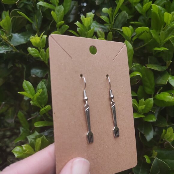Miniature Fork Earrings - Picture 3 of 8